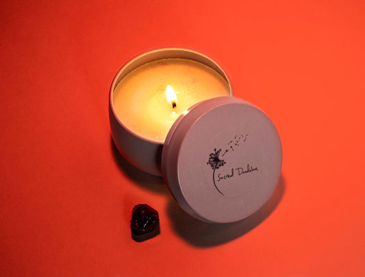 Energy Wish Candle - Grapefruit with Black Tourmaline crystal